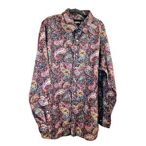 CREMIEUX Prem Denim 2XT Tall Blue Red Paisley L/S Button Up Western Dress Shirt